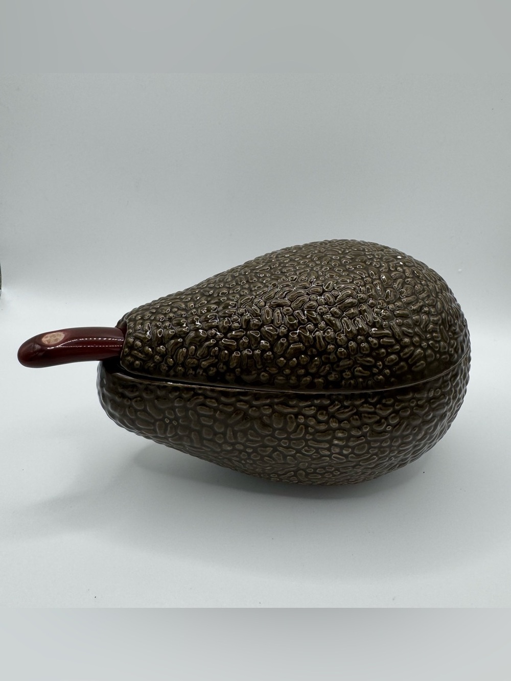 Vintage Ceramic Avocado Guacamole Serving Bowl Lid Spoon Set Retro 3 Pc Dip Dish